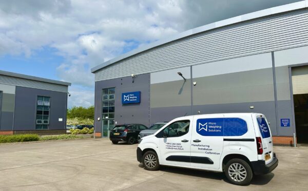 MWS service van for onsite scale repairs and service in front of the head office and manufacturing facility in Leicester.